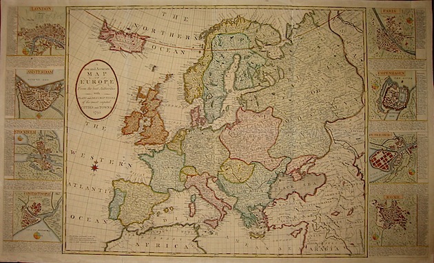 Anonimo A new and accurate map of Europe from the best Authorities with plans and descriptions of the most capital cities and towns 1795 Londra